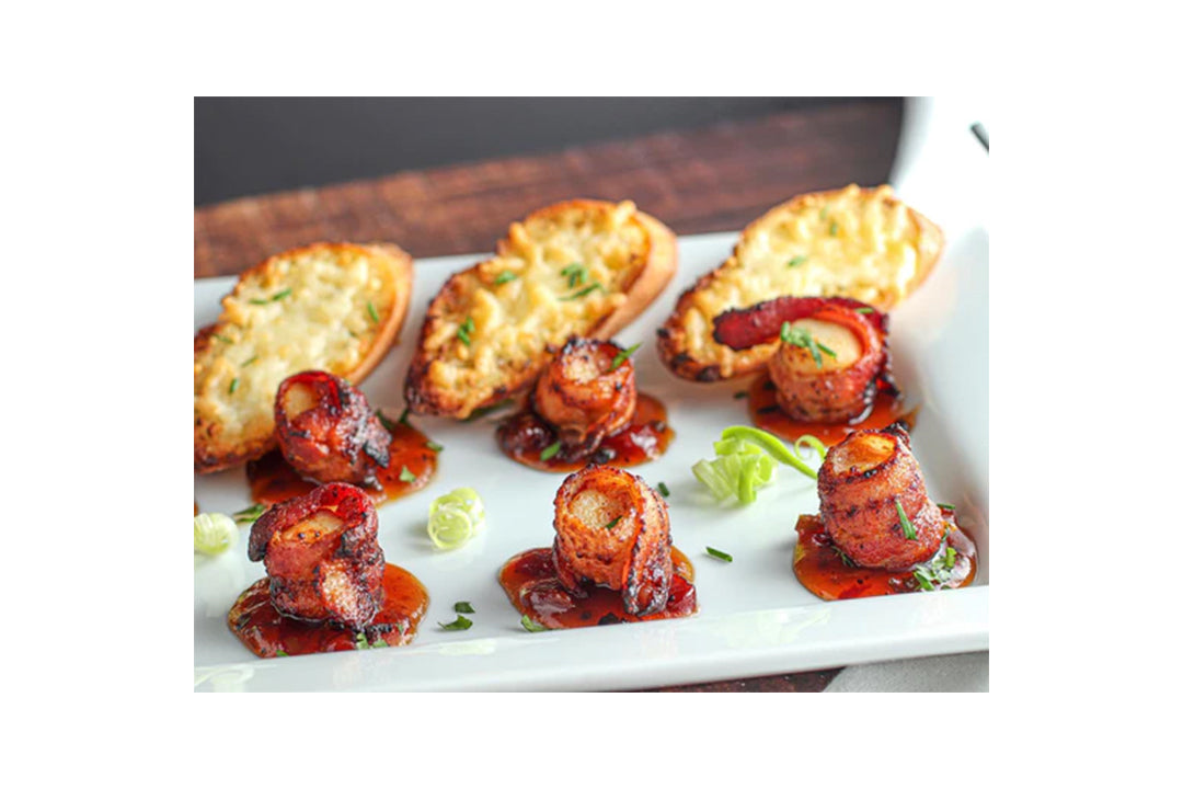 Bacon Wrapped Scallops with Terrapin Ridge Farms Hot Pepper Bacon Jam Bacon Wrapped Scallops with Terrapin Ridge Farms Hot Pepper Bacon Jam